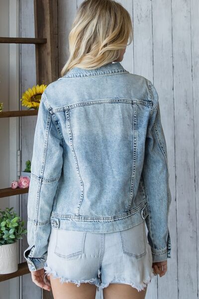 Veveret Distressed Button Up Denim Jacket - Happily Ever Atchison Shop Co.