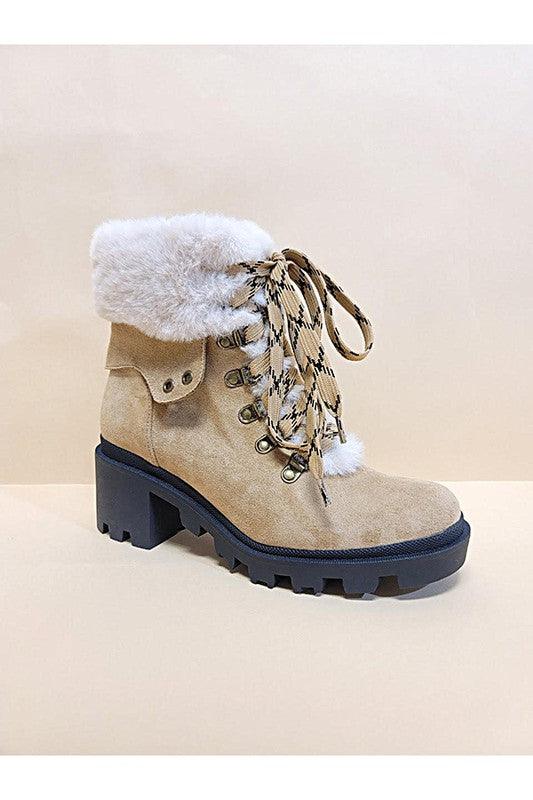 VINI - FUR COMBAT BOOTIES - Happily Ever Atchison Shop Co.