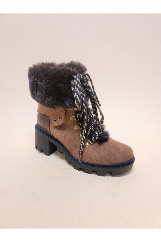 VINI - FUR COMBAT BOOTIES - Happily Ever Atchison Shop Co.