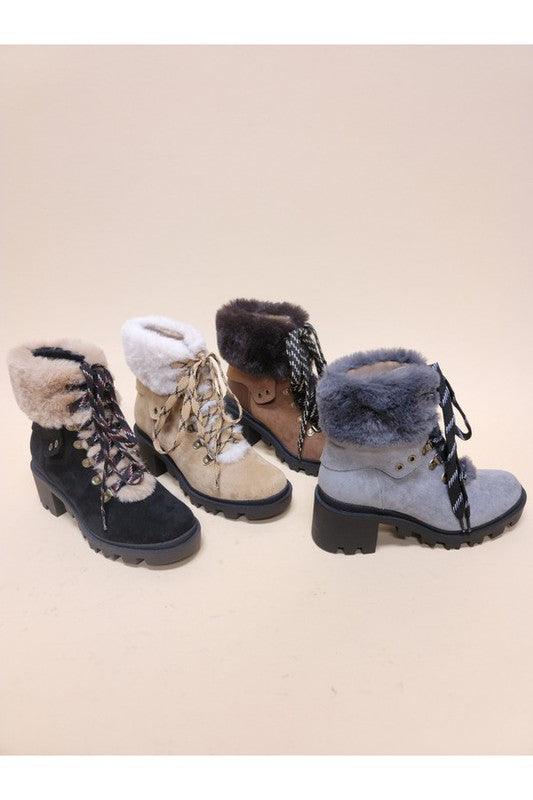 VINI - FUR COMBAT BOOTIES - Happily Ever Atchison Shop Co.