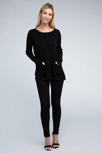 Viscose Front Pockets Sweater - Happily Ever Atchison Shop Co.