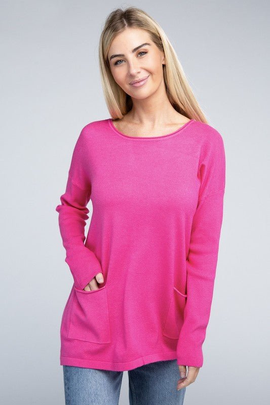 Viscose Front Pockets Sweater - Happily Ever Atchison Shop Co.