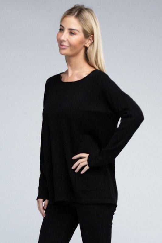 Viscose Front Pockets Sweater - Happily Ever Atchison Shop Co.