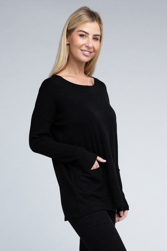 Viscose Front Pockets Sweater - Happily Ever Atchison Shop Co.