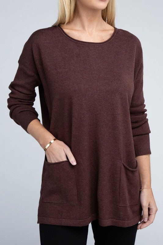 Viscose Front Pockets Sweater - Happily Ever Atchison Shop Co.