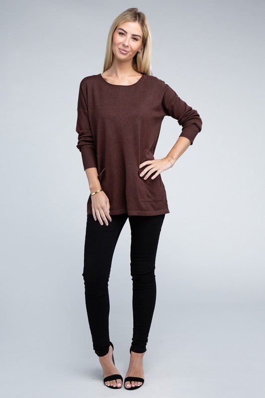 Viscose Front Pockets Sweater - Happily Ever Atchison Shop Co.