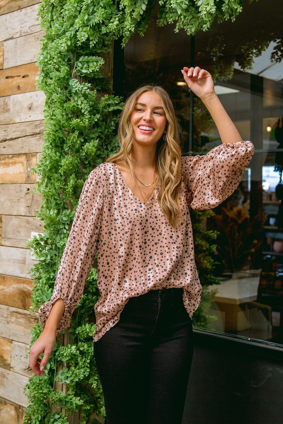 Vivian Satin Blouse in Rose Gold - Happily Ever Atchison Shop Co.