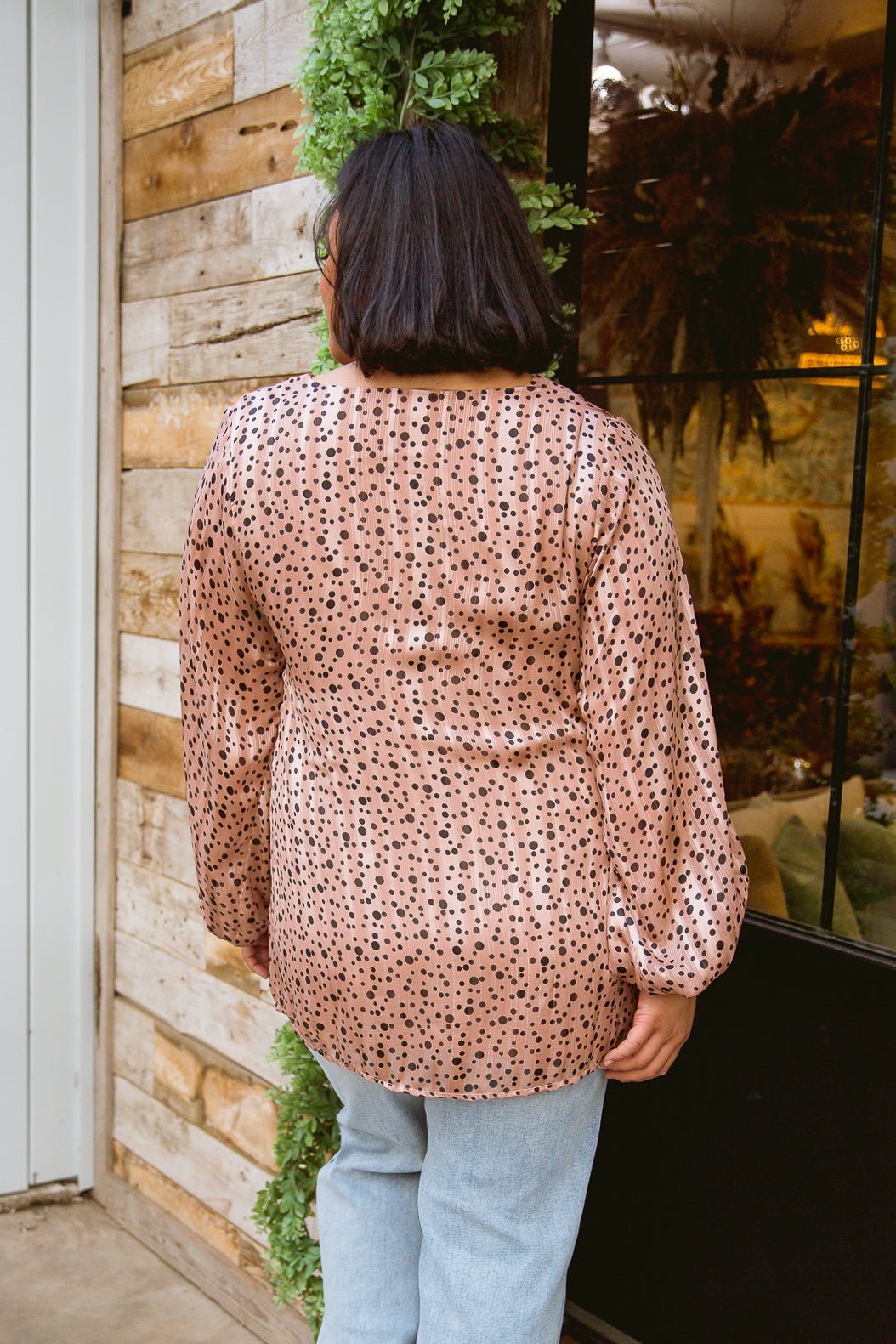 Vivian Satin Blouse in Rose Gold - Happily Ever Atchison Shop Co.