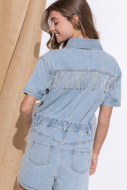 Washed Denim Overall Romper - Happily Ever Atchison Shop Co.