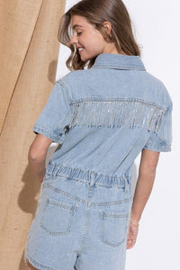 Washed Denim Overall Romper - Happily Ever Atchison Shop Co.