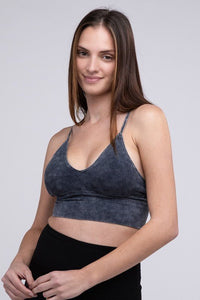 Washed Ribbed Bra Padded Tank Top - Happily Ever Atchison Shop Co.