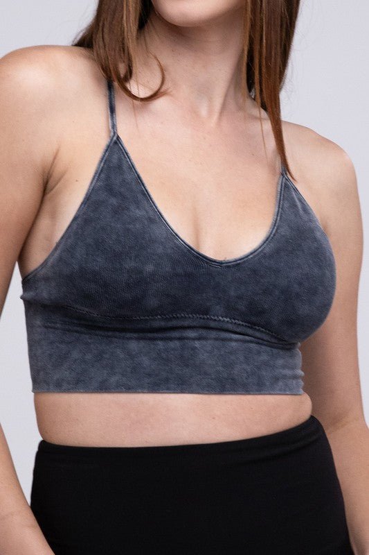 Washed Ribbed Bra Padded Tank Top - Happily Ever Atchison Shop Co.