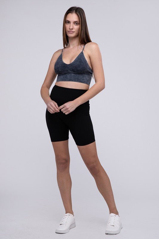 Washed Ribbed Bra Padded Tank Top - Happily Ever Atchison Shop Co.