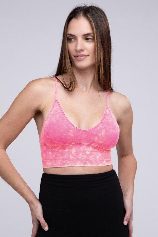 Washed Ribbed Bra Padded Tank Top - Happily Ever Atchison Shop Co.