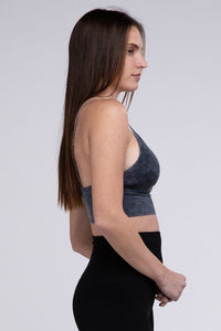 Washed Ribbed Bra Padded Tank Top - Happily Ever Atchison Shop Co.