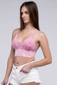 Washed Ribbed Bra Padded Tank Top - Happily Ever Atchison Shop Co.