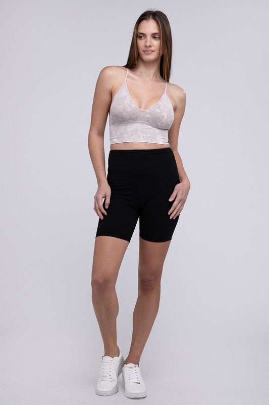 Washed Ribbed Bra Padded Tank Top - Happily Ever Atchison Shop Co.