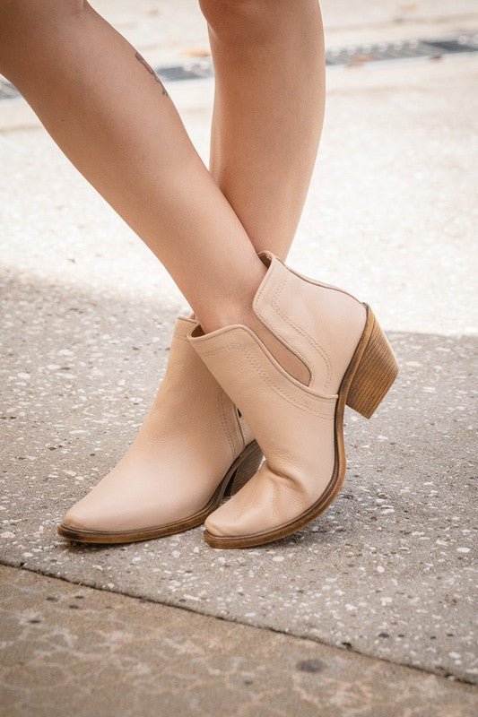 Western Style Cut Out Leather Booties - Happily Ever Atchison Shop Co.