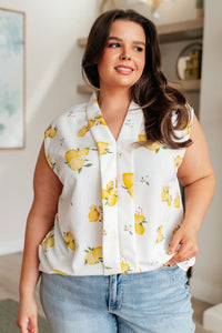 When Life Gives You Lemons Sleeveless Blouse - Happily Ever Atchison Shop Co.