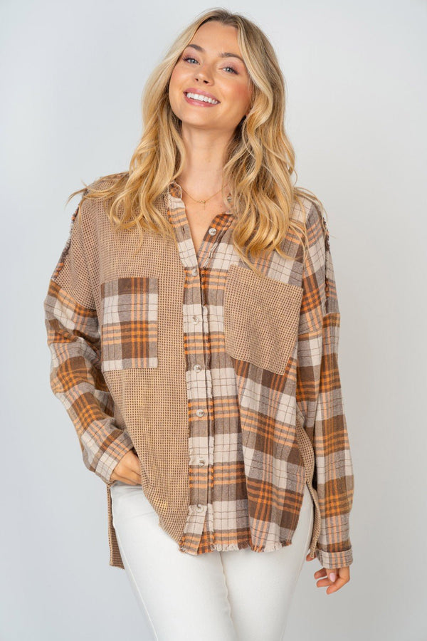White Birch Full Size Contrast Plaid Button Down Shirt - Happily Ever Atchison Shop Co.