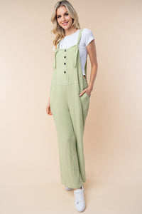 White Birch Texture Sleeveless Wide Leg Jumpsuit - Happily Ever Atchison Shop Co.