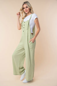 White Birch Texture Sleeveless Wide Leg Jumpsuit - Happily Ever Atchison Shop Co.