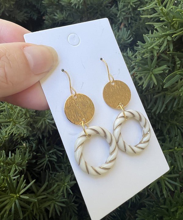 White Gold Twist Acrylic Metal Earrings - Happily Ever Atchison Shop Co.