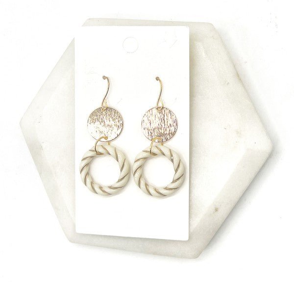 White Gold Twist Acrylic Metal Earrings - Happily Ever Atchison Shop Co.