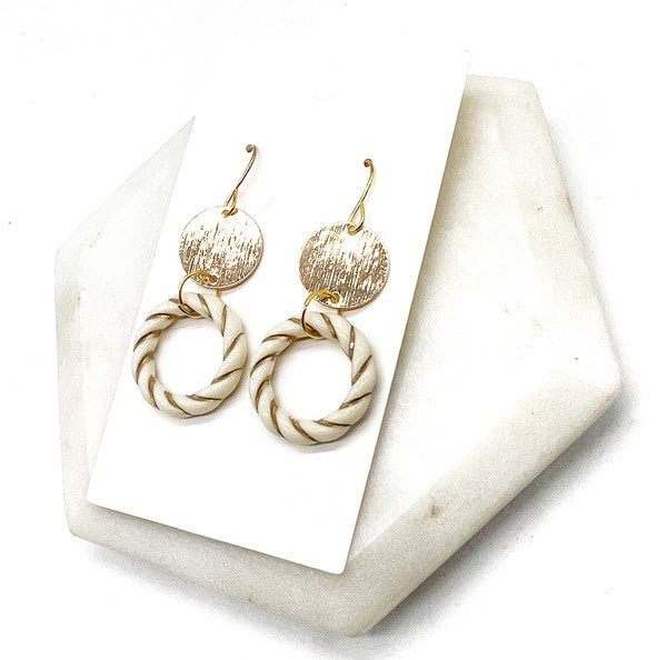 White Gold Twist Acrylic Metal Earrings - Happily Ever Atchison Shop Co.