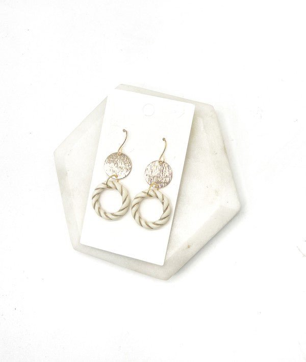 White Gold Twist Acrylic Metal Earrings - Happily Ever Atchison Shop Co.