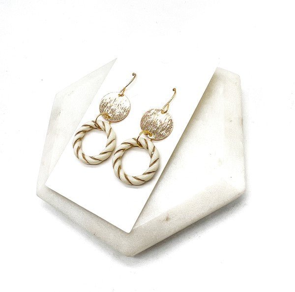 White Gold Twist Acrylic Metal Earrings - Happily Ever Atchison Shop Co.