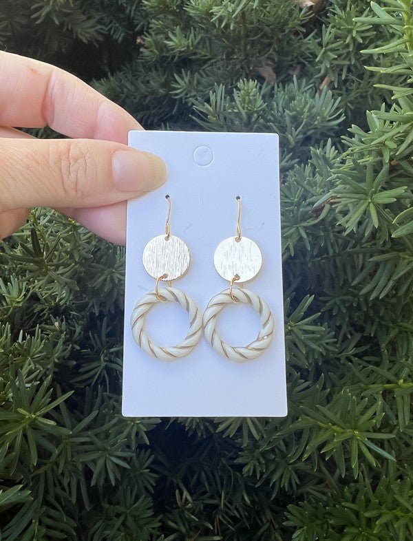 White Gold Twist Acrylic Metal Earrings - Happily Ever Atchison Shop Co.