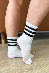 Who Let the Dogs Out Tube Socks in Black and White - Happily Ever Atchison Shop Co.