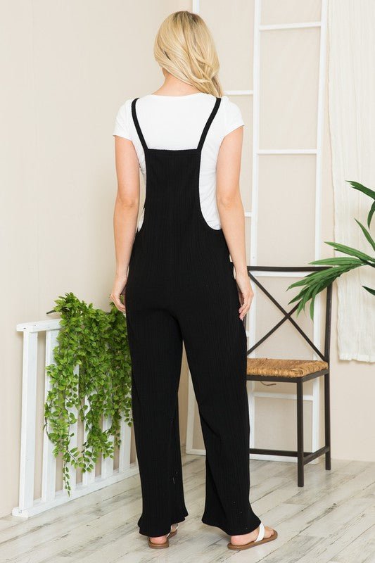 Wide Leg Premium Cotton Rib Overalls - Happily Ever Atchison Shop Co.