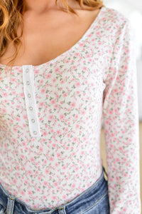 Wistful Wishes Floral Henley Bodysuit - Happily Ever Atchison Shop Co.