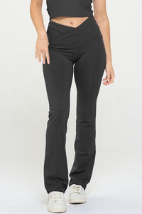 Women Crossover Flare Legging High Waisted Pockets - Happily Ever Atchison Shop Co.