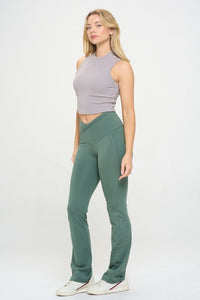 Women Crossover Flare Legging High Waisted Pockets - Happily Ever Atchison Shop Co.