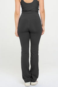 Women Crossover Flare Legging High Waisted Pockets - Happily Ever Atchison Shop Co.