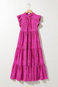 Women Leopard Print Ruffled Trim Tiered Maxi Dress - Happily Ever Atchison Shop Co.