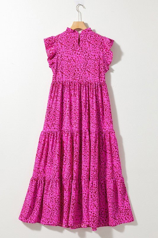 Women Leopard Print Ruffled Trim Tiered Maxi Dress - Happily Ever Atchison Shop Co.