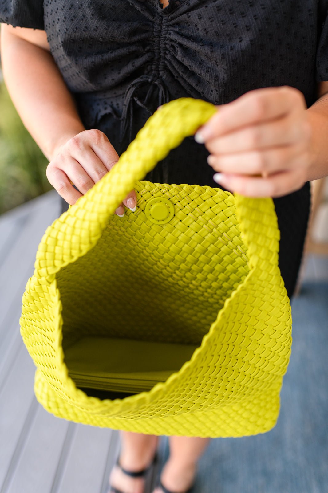 Woven and Worn Tote in Citron - Happily Ever Atchison Shop Co.