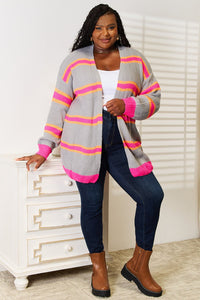 Woven Right Ribbed Long Sleeve Cardigan - Happily Ever Atchison Shop Co.