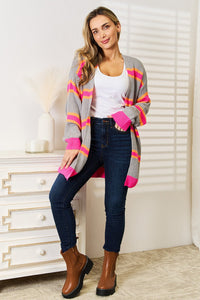 Woven Right Ribbed Long Sleeve Cardigan - Happily Ever Atchison Shop Co.