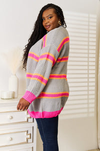 Woven Right Ribbed Long Sleeve Cardigan - Happily Ever Atchison Shop Co.