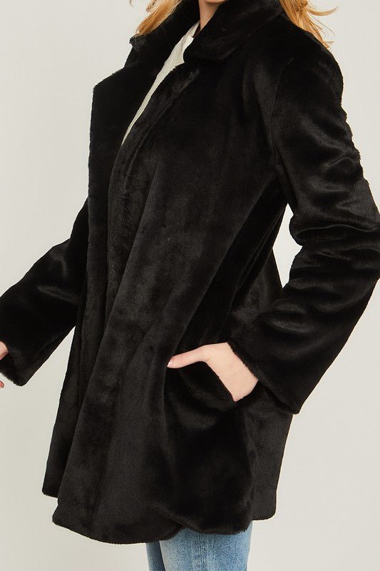 Woven Solid Teddy Collar Coat - Happily Ever Atchison Shop Co.