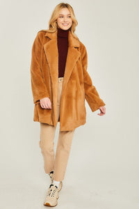 Woven Solid Teddy Collar Coat - Happily Ever Atchison Shop Co.