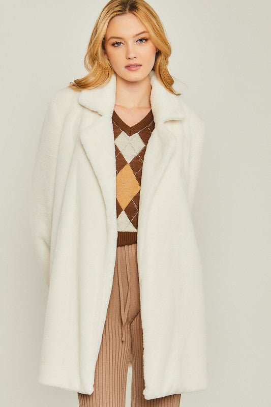 Woven Solid Teddy Collar Coat - Happily Ever Atchison Shop Co.