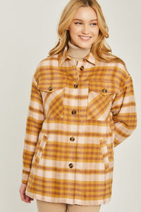 Woven Yarn Dye Long Sleeve Shacket - Happily Ever Atchison Shop Co.