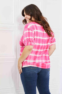 Yelete Full Size Oversized Fit V - Neck Striped Top - Happily Ever Atchison Shop Co.