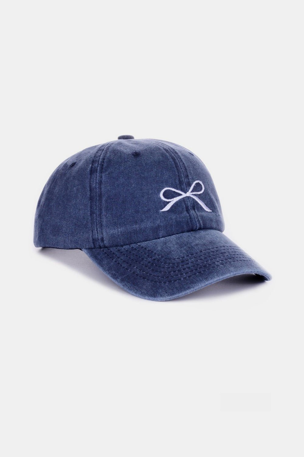 Zenana Bow Embroidered Washed Cotton Caps - Happily Ever Atchison Shop Co.